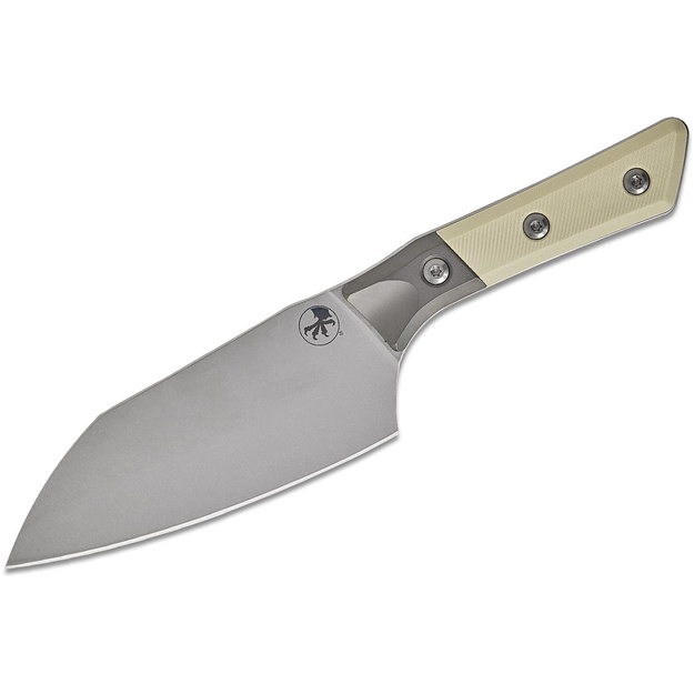 Кухонный нож Microtech Santoku 6 дюймов, титановый больстер/цвет слоновой кости G10, обработка Stonewashed, материал M390MK 3200B-10IV