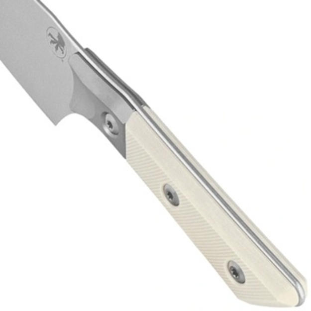 Кухонный нож Microtech Santoku 6 дюймов, титановый больстер/цвет слоновой кости G10, обработка Stonewashed, материал M390MK 3200B-10IV