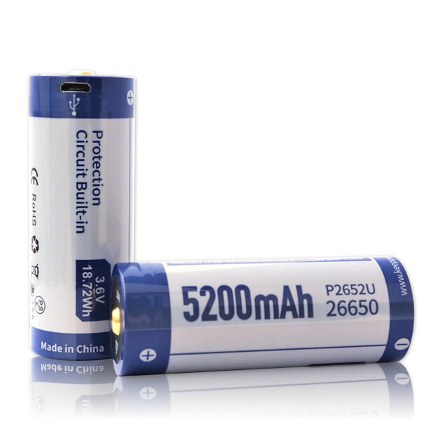 26650 5200mAh 8A USB, Keeppower akumulators ar aizsardzību