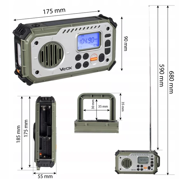 Vayox VA0440 Emergency Radio with Power Bank and Bluetooth
