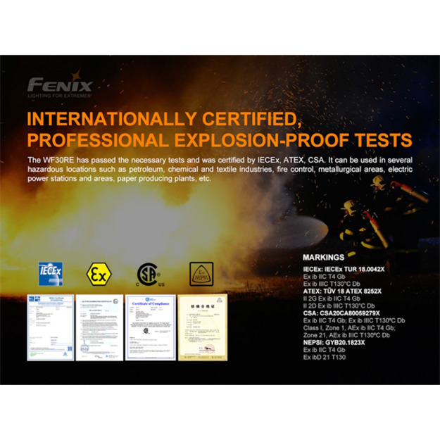 Fenix ​​rokas lukturītis sprādzienbīstamām vidēm 280lm WF30RE