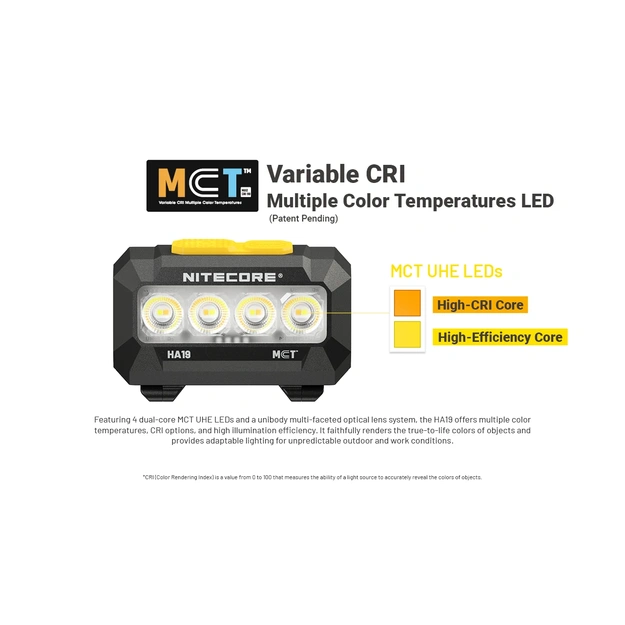 Nitecore HA19 MCT daudzkrāsu un daudztemperatūru pieres lukturis 600lm