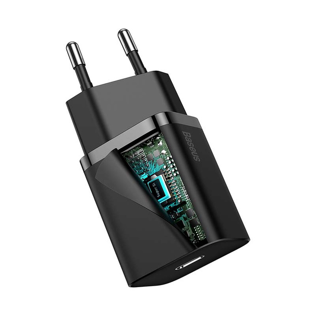 Baseus Super Si ātrais lādētājs 1C 20W ar USB-C Lightning 1 m (melns)