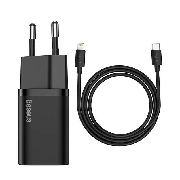 Baseus Super Si ātrais lādētājs 1C 20W ar USB-C Lightning 1 m (melns)
