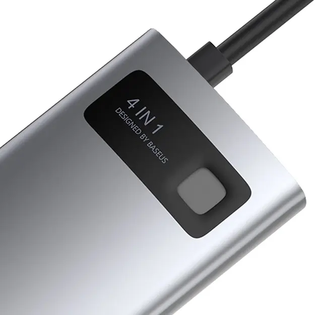 Centratorius 4in1 Baseus Metal Gleam Series, USB-C uz USB 3.0 + USB 2.0 + HDMI + USB-C PD