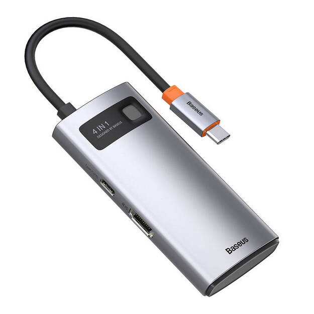 Centratorius 4in1 Baseus Metal Gleam Series, USB-C uz USB 3.0 + USB 2.0 + HDMI + USB-C PD