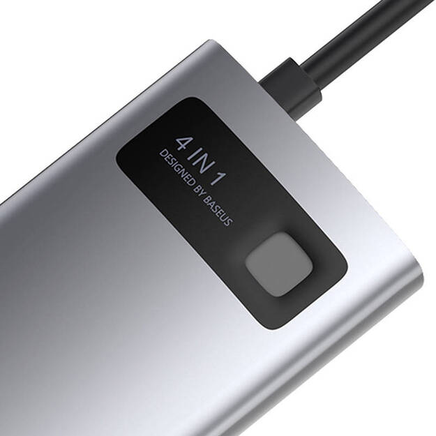 Centratorius 4in1 Baseus Metal Gleam Series, USB-C uz USB 3.0 + USB 2.0 + HDMI + USB-C PD