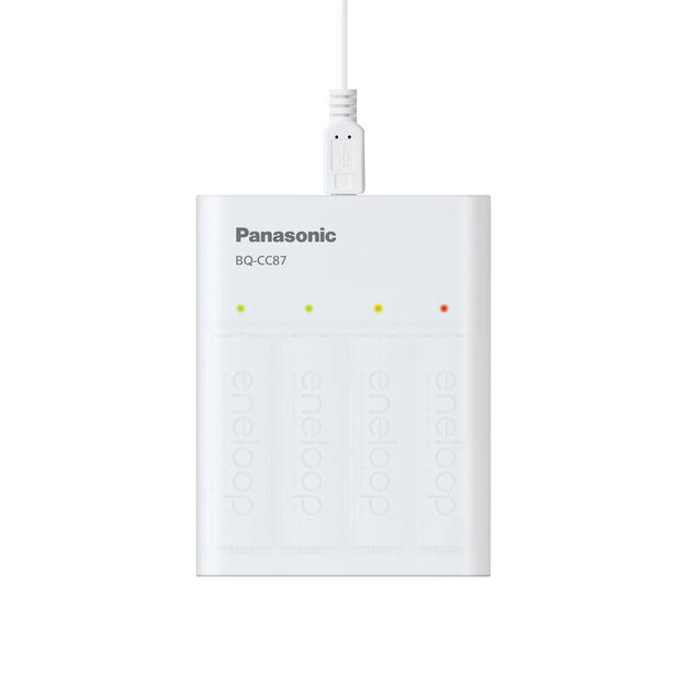 Panasonic Eneloop BQ-CC87 lādētājs / ārējais akumulators + 4 x R6/AA Eneloop 2000mAh Ni-MH BK-3MCDE