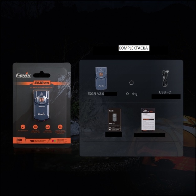 Fenix E03R V2.0 flashlight, grey blue