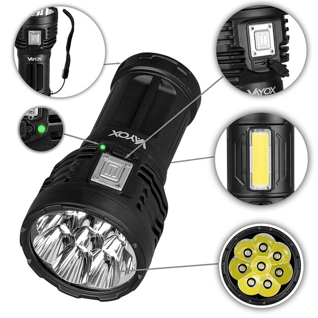 Vayox rokas lampa 4xLED + COB 600lm VA0114