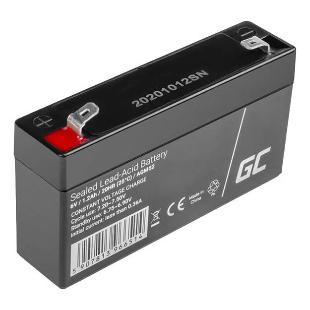 AGM VRLA akumulators AGM52 6V 1.2Ah (signalizācijas sistēmai, kases aparātiem, rotaļlietām)