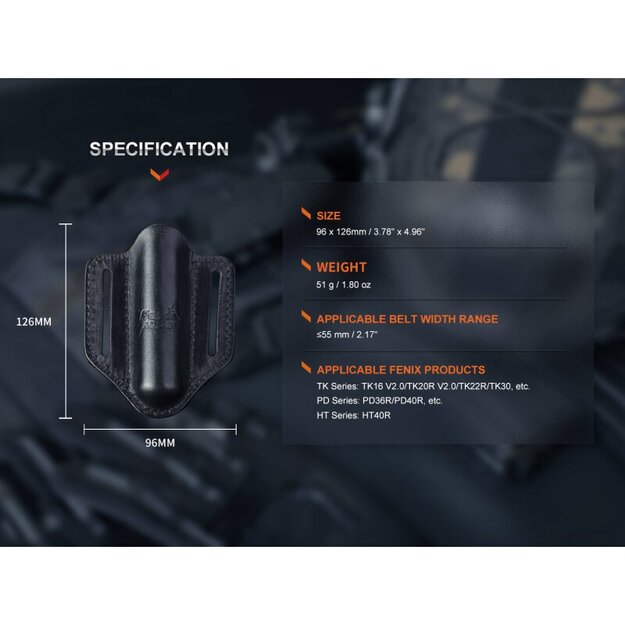 Fenix ​​ALP-20 leather holster TK16 V2.0, TK20R V2.0, PD36R...
