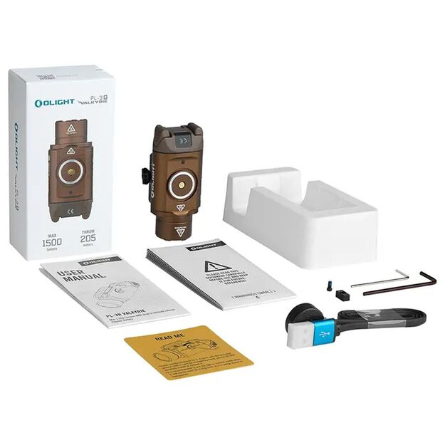 Olight PL-3R Valkyrie Black ieroču lukturis - 1500 lūmeni, desert tan