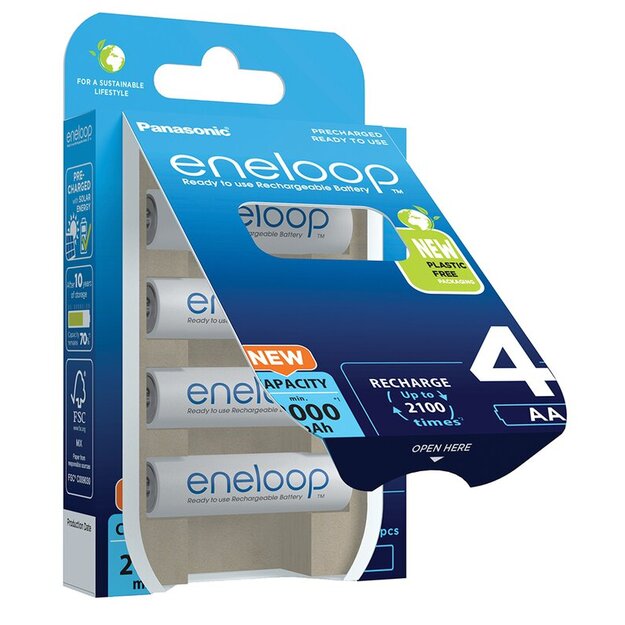 Panasonic Eneloop R6 AA 2000mAh akumulators 4 gab. BK-3MCDE/4BE (blisteris)