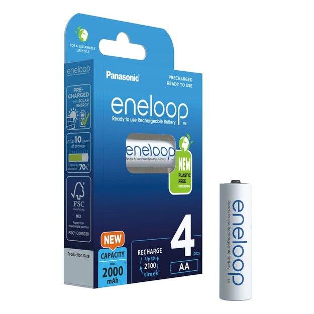 Panasonic Eneloop R6 AA 2000mAh akumulators 4 gab. BK-3MCDE/4BE (blisteris)