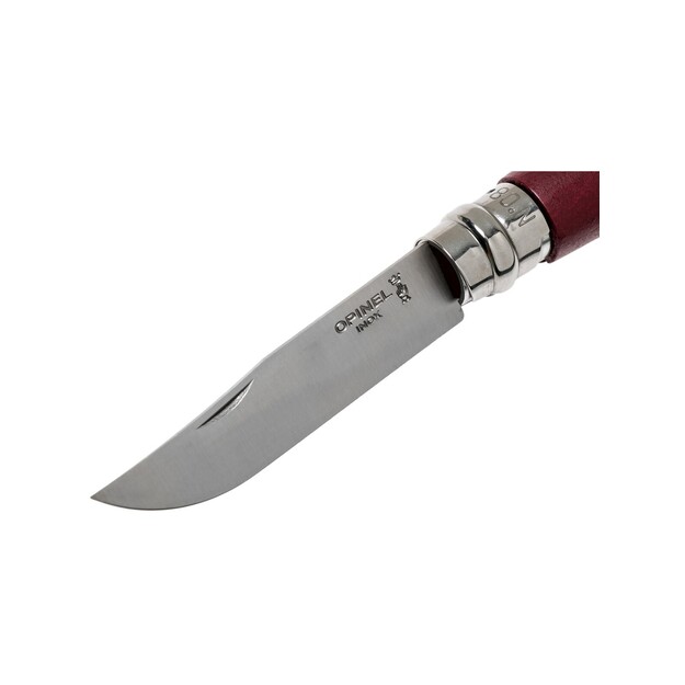 Opinel Trekking No.8 knife with stainless steel blade and burgundy handle