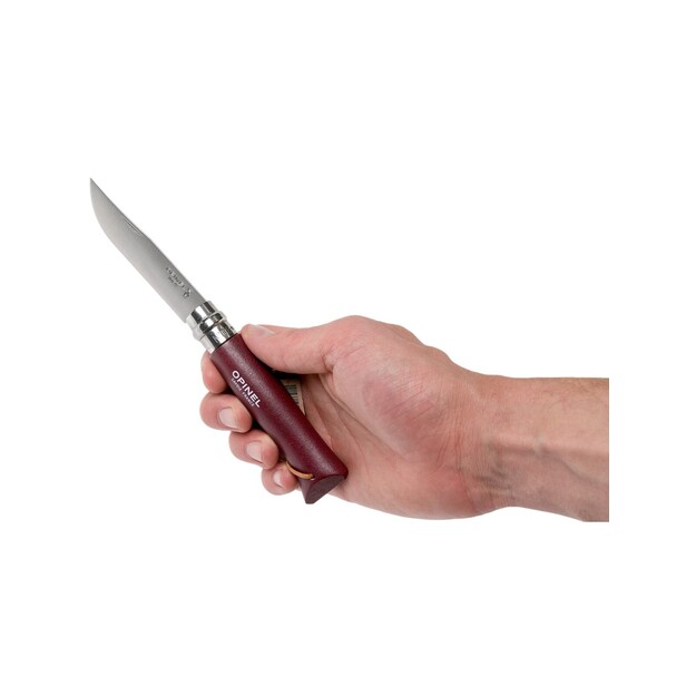 Opinel Trekking No.8 knife with stainless steel blade and burgundy handle