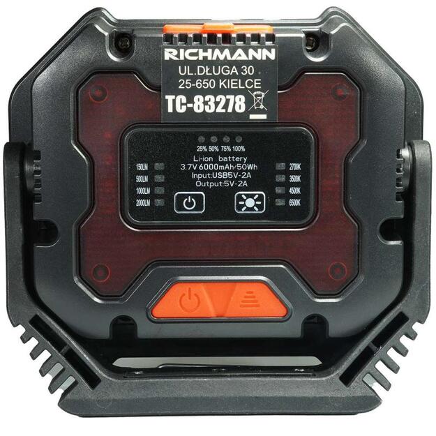 Richmann uzlādējams halogēna gaismeklis ar magnētu 20W COB + 3W C5938