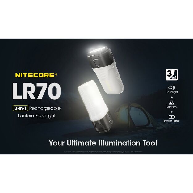 Nitecore LR70 - фонарик 3000 люмен, внешний аккумулятор, фонарь