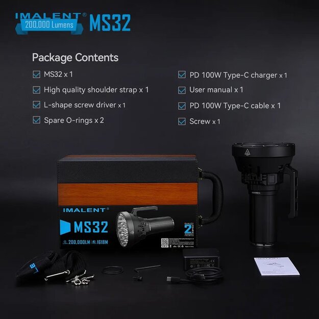 Imalent MS32 200000lm, 1618m flashlight
