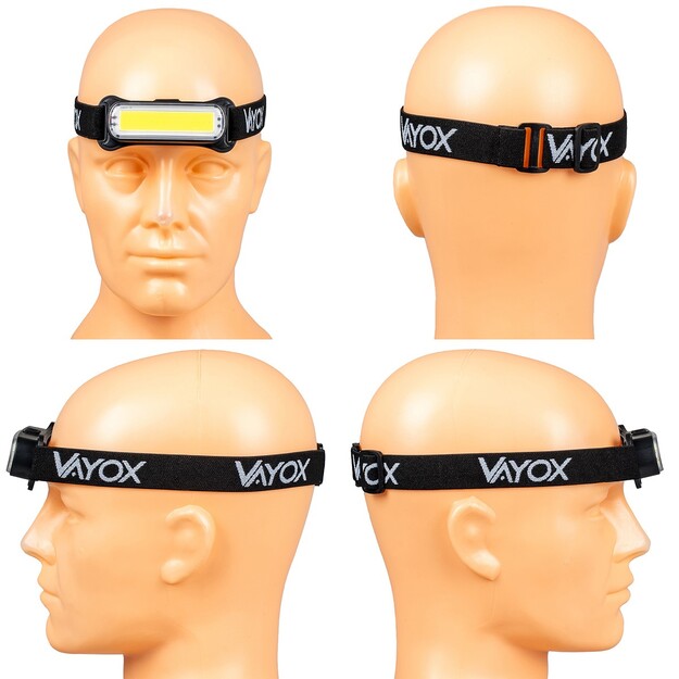 Vayox uzlādējams galvas lukturītis 300lm COB VA0177