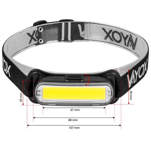 Vayox uzlādējams galvas lukturītis 300lm COB VA0177