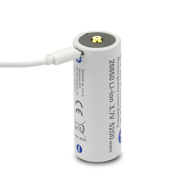 everActive 26650 3.7V Li-ion 5200mAh micro USB akumulators ar aizsardzību