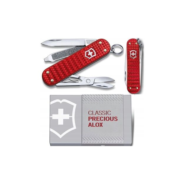 Карманный универсальный нож Victorinox Classic Precious Alox - культовый красный 0.6221.401G