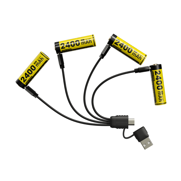 Nitecore Li-ion akumulators, 1,5 V, USB-C, 2400 mAh, 4 gab. NH2400