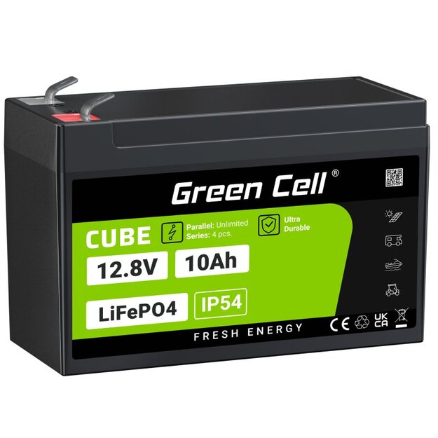 LiFePO4 Akumulators 10Ah 12.8V 128Wh Green Cell CUBE