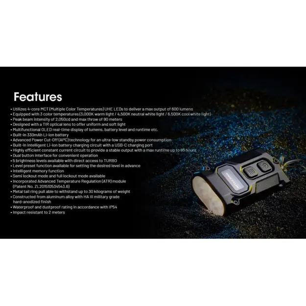 Nitecore TINI 3 LED Flashlight 600lm Orange