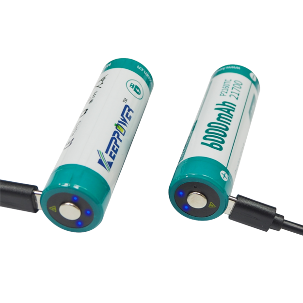 Keeppower ICR21700-600PCM 6000mAh litija jonu USB-C akumulators P2160TC
