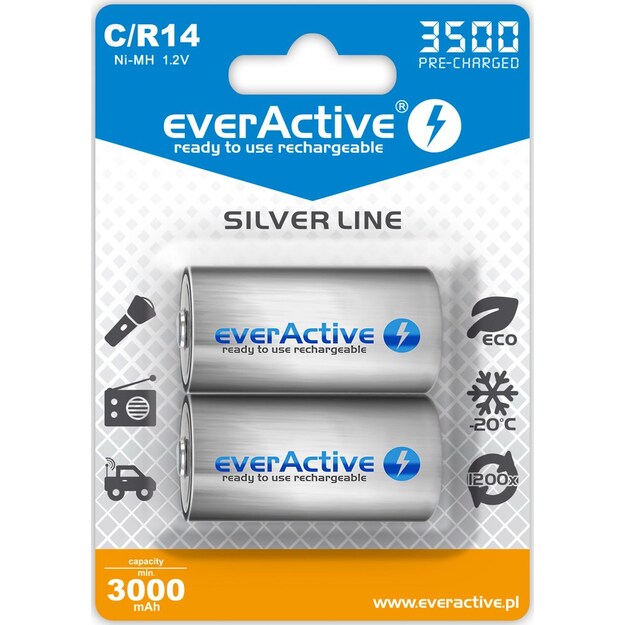 EverActive Silver Line 3500 mAh C akumulators