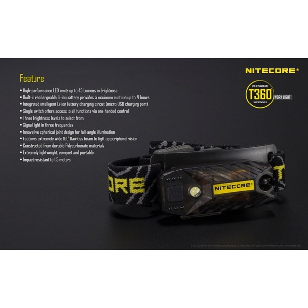 Nitecore T360 galvos žibintuvėlis