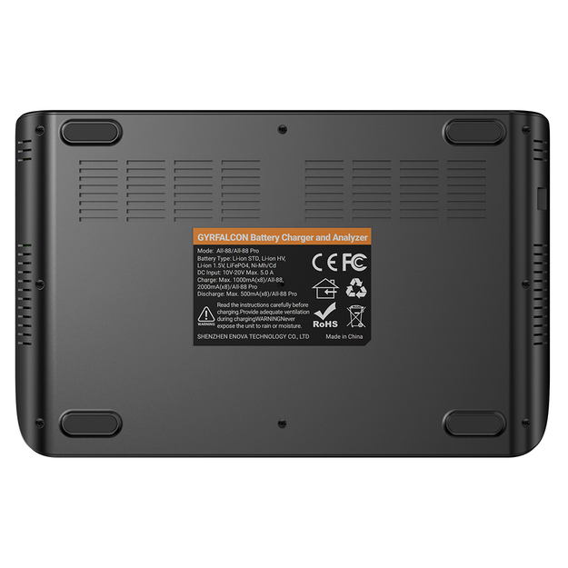 Gyrfalcon All-88 Pro &ndash; 8 slotu litija jonu 1,5 V  3,6&ndash;3,7 V LiFePO4 3,2 V un NiMH akumulatora lādētājs