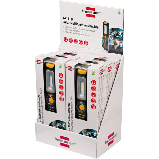 Uzlādējams Brennenstuhl daudzfunkcionāls / pārbaudes gaismeklis ar stipriem magnētiem un āķi
