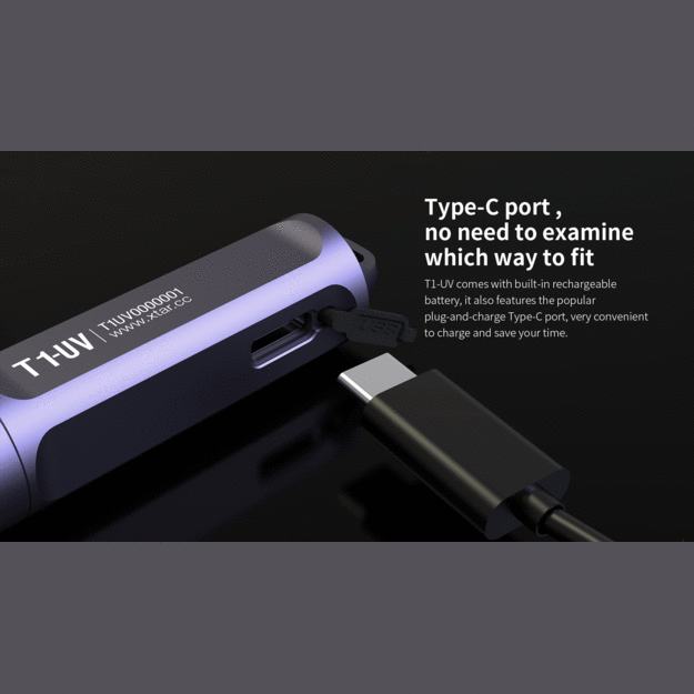 Xtar T1 balts un UV uzlādējams LED atslēgu piekariņa kabatas lukturītis