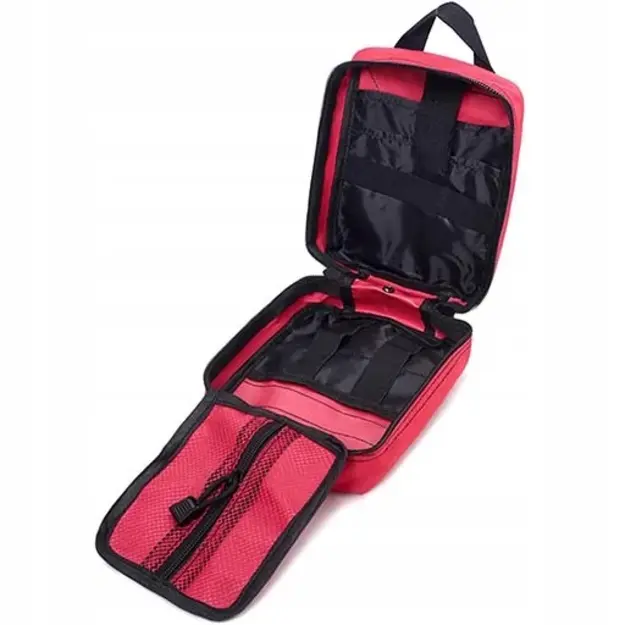 Taktiskā pirmās palīdzības aptieciņas soma ar MOLLE sistēmu, stiprināma pie jostas, sarkana