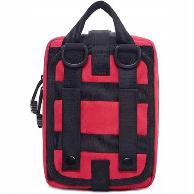 Taktiskā pirmās palīdzības aptieciņas soma ar MOLLE sistēmu, stiprināma pie jostas, sarkana