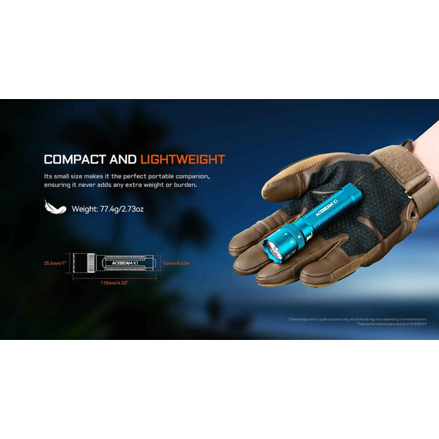 Acebeam K1 lukturītis ar UV gaismu un lāzera rādītāju, zils