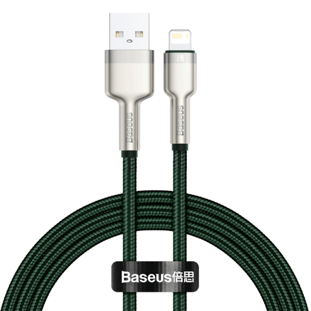 USB cable for Lightning Baseus Cafule, 2.4A, 1m (green)