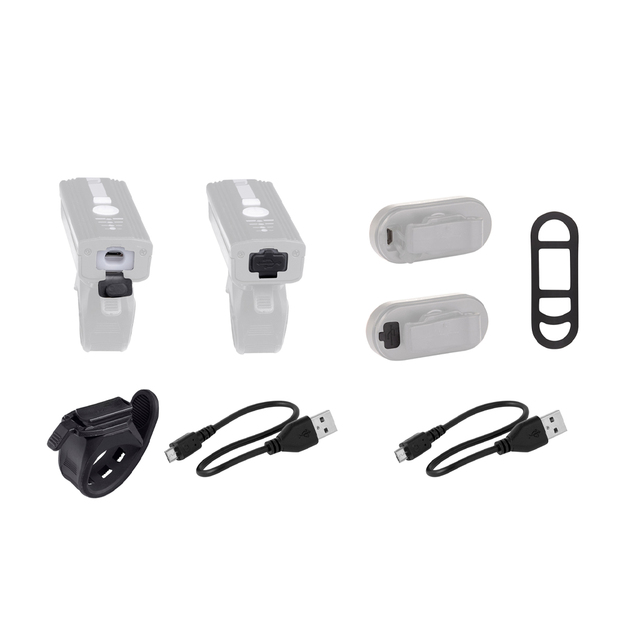 FORCE Futuro priek&scaron;ējo lukturu komplekts, USB uzlādējams (melns)