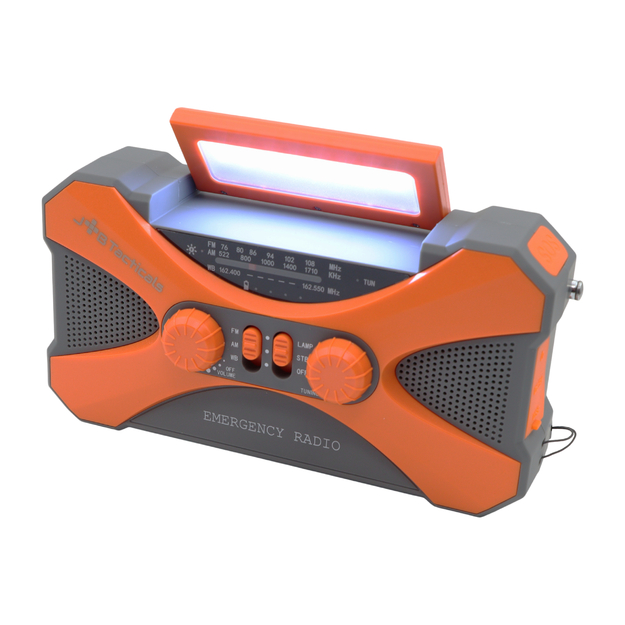 Avārijas radio ar lukturi, LED lampu, SOS un 10000 mAh ārējo akumulatoru &ndash; oranžs