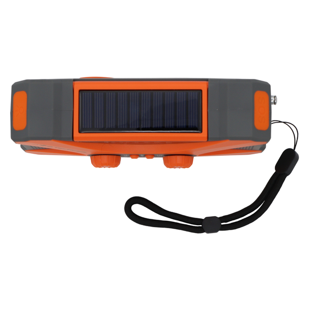 Avārijas radio ar lukturi, LED lampu, SOS un 10000 mAh ārējo akumulatoru &ndash; oranžs