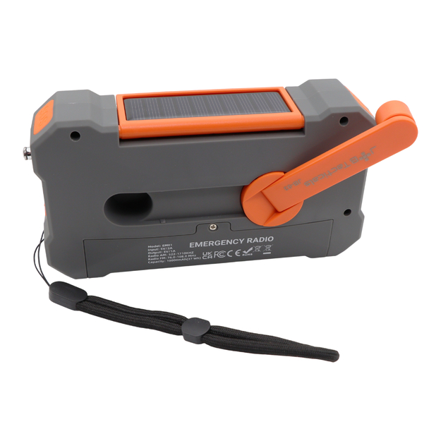 Avārijas radio ar lukturi, LED lampu, SOS un 10000 mAh ārējo akumulatoru &ndash; oranžs