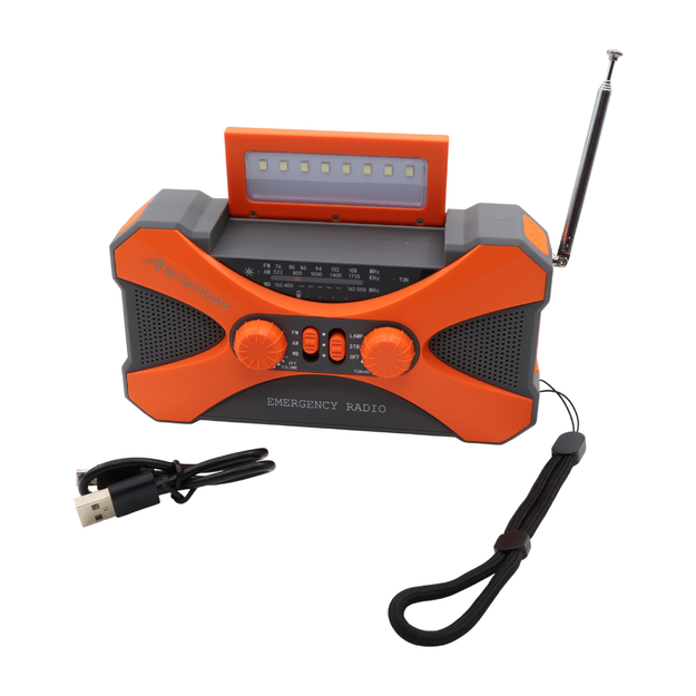 Avārijas radio ar lukturi, LED lampu, SOS un 10000 mAh ārējo akumulatoru &ndash; oranžs