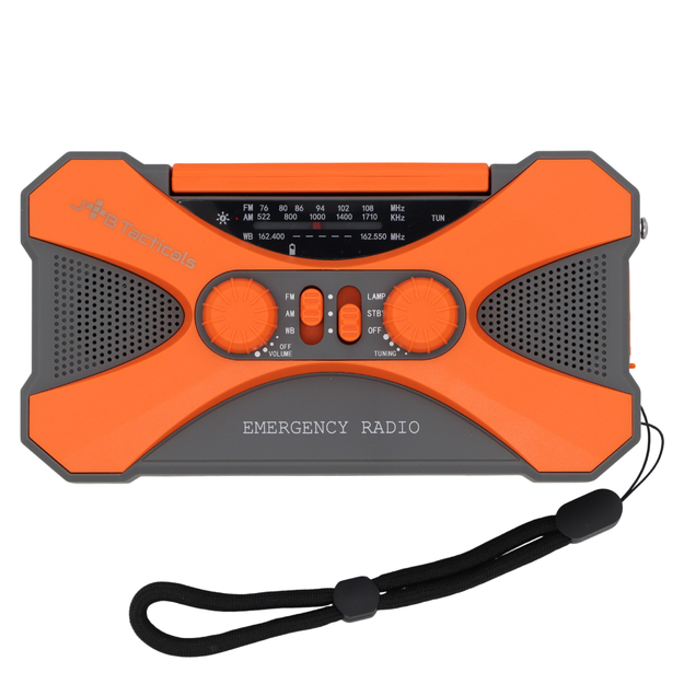 Avārijas radio ar lukturi, LED lampu, SOS un 10000 mAh ārējo akumulatoru &ndash; oranžs