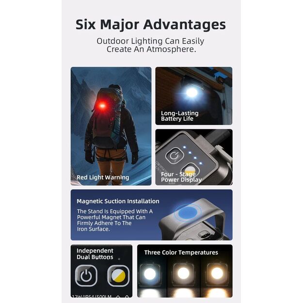 Superfire lukturītis ar magnētu USB-C FS42