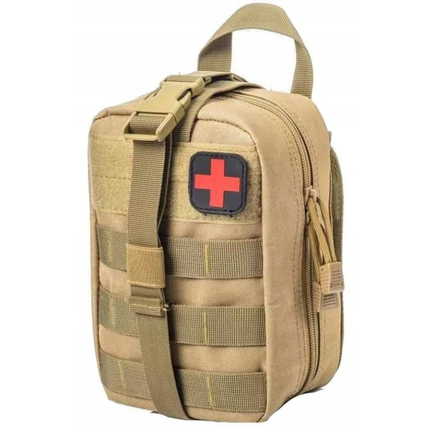 Taktiskā pirmās palīdzības aptieciņas soma ar MOLLE sistēmu, stiprināma pie jostas