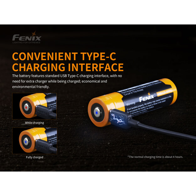 21700 akumulators FENIX ARB-L21-5000U USB uzlādējams akumulators